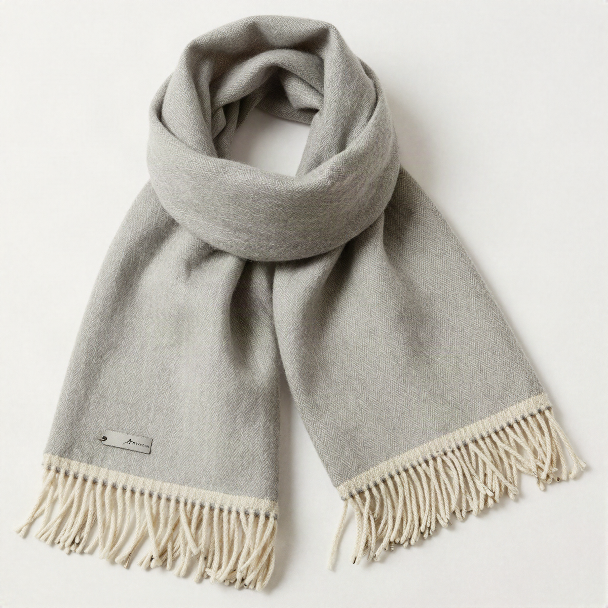 Herringbone Weave Wool-Feel Scarf
